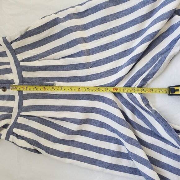 American Eagle Blue White Striped Button Front Tube Jumpsuit Wide Leg Small (A-8 - Picture 11 of 13